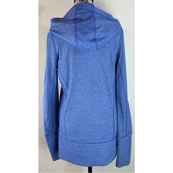 Lululemon Scuba Jacket Blue Hoodie High Neck Full Zip Thumb Holes, size 8 - Picture 7 of 13